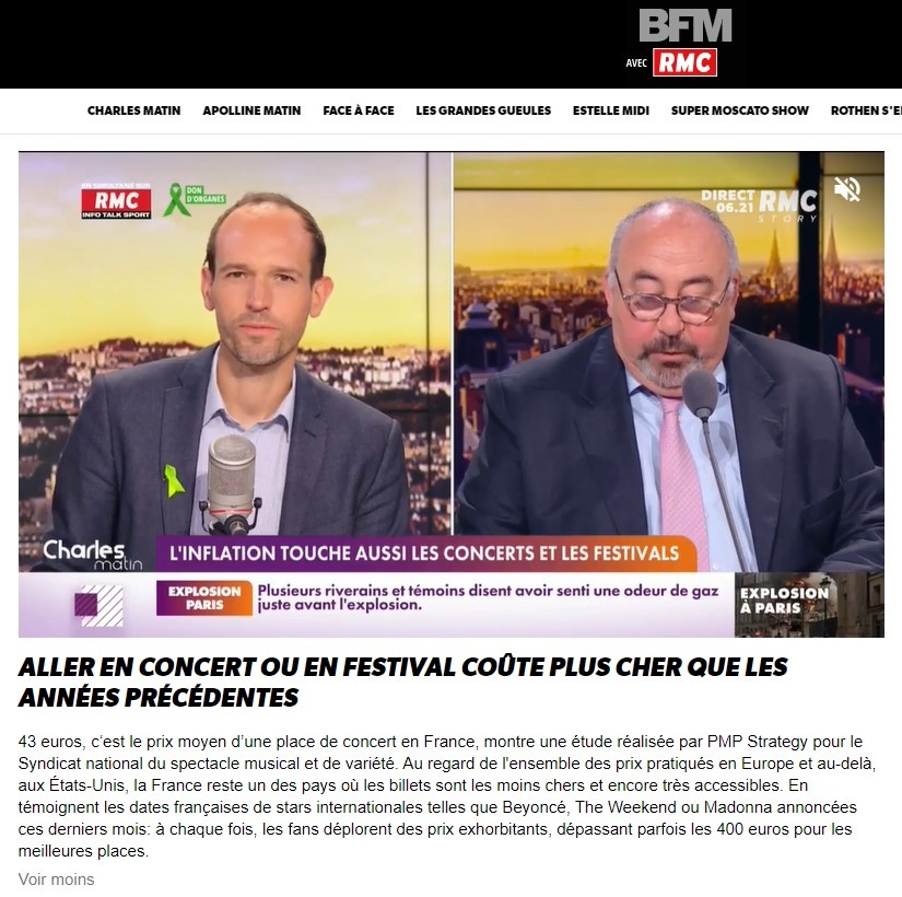 PMP Strategy study for PRODISS on the evolution of concert ticket prices in France